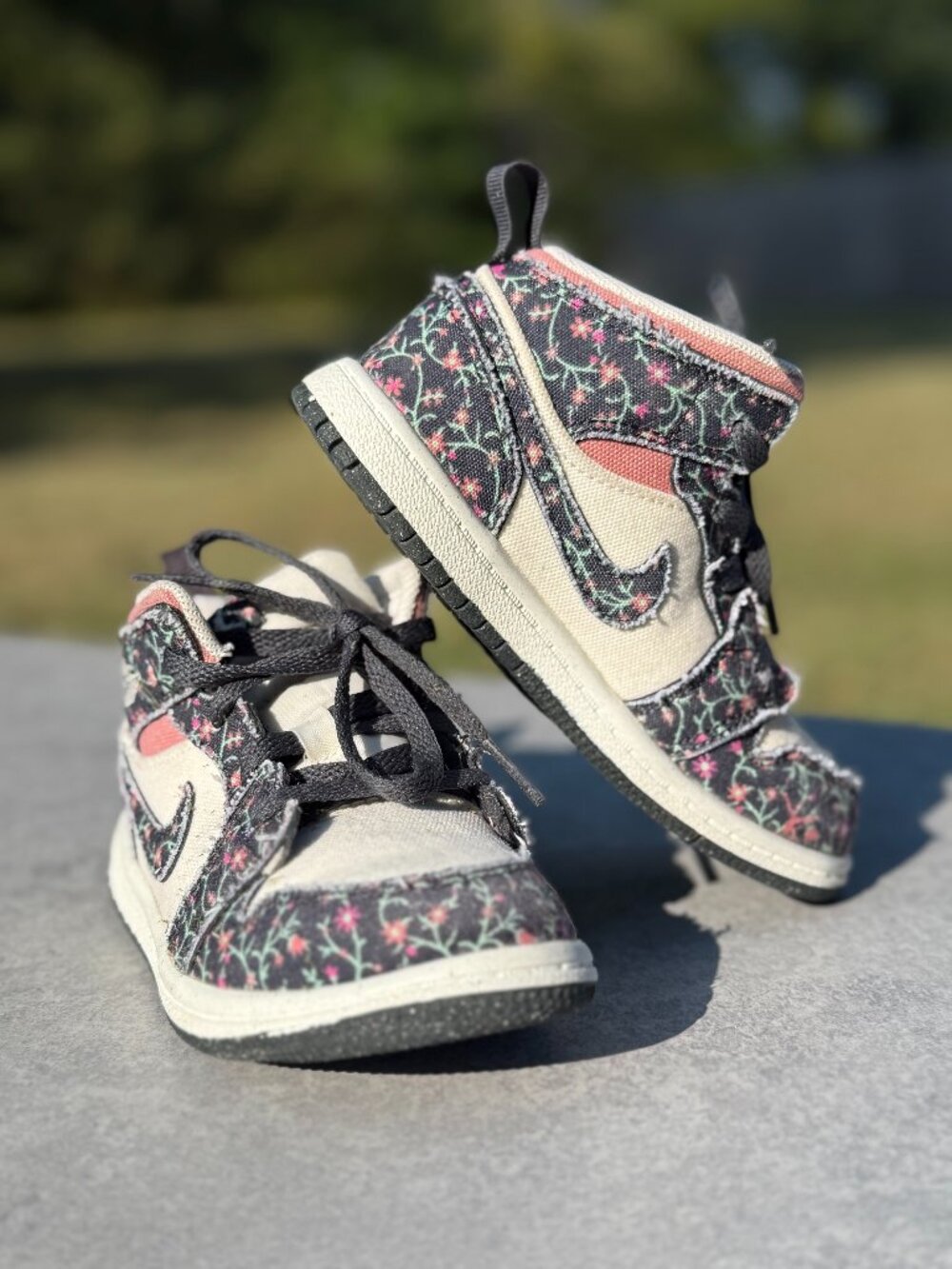 Air Jordan 1 Mid SE Toddler 10C Floral Canvas Shoes Y2K Cottagecore Sneaker 4140